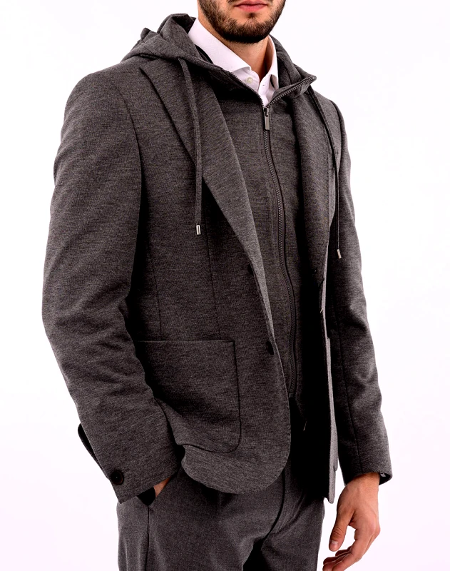 DAVID HECTOR DAVID HECTOR ΣΑΚΑΚΙ ΜΕ ΚΟΥΚΟΥΛΑ 08.34.HOOD BLAZER-GREY Gray