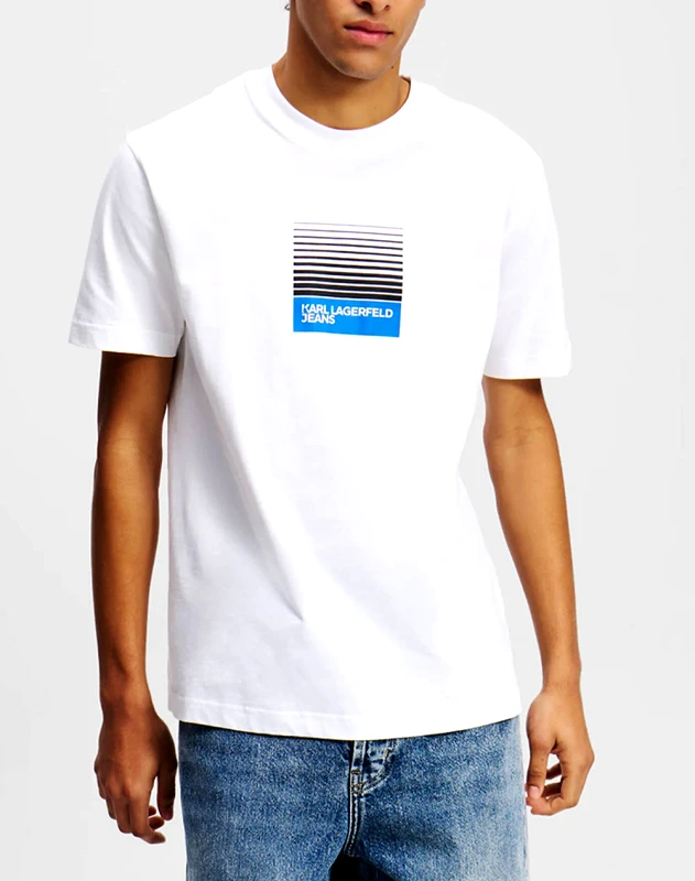KARL LAGERFELD JEANS KARL LAGERFELD JEANS KLJ REG BOX FADE LOGO TEE A2M17041-100 White