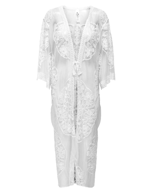ONLY ONLY APR ONLCARLA EMBROIDERED LACE KIMONO 15297081-Cloud Dancer White