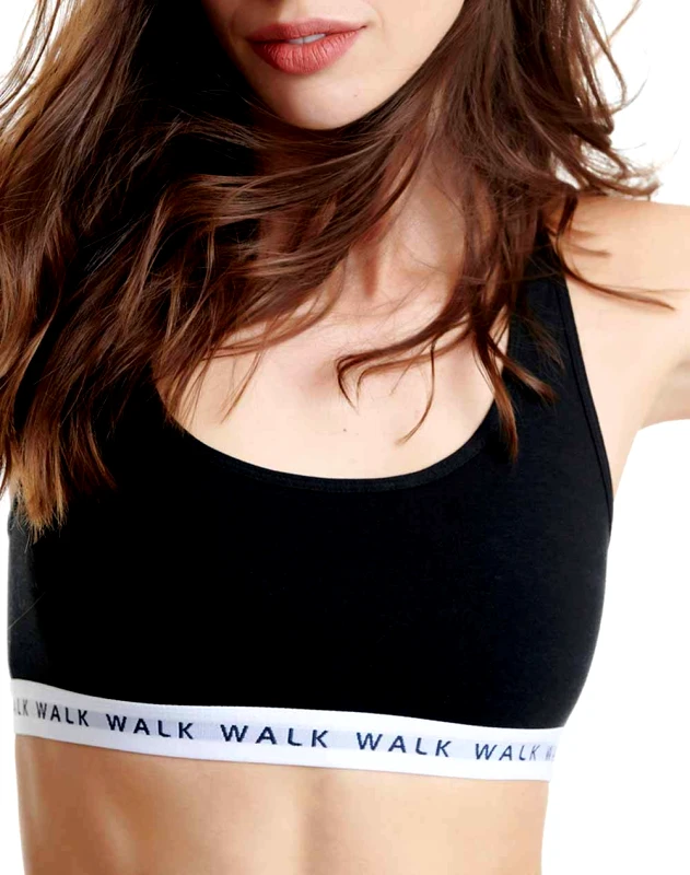 WALK WALK ΓΥΝΑΙΚΕΙΟ ΒΑΜΒΑΚΕΡΟ BRALETTE ΜΕ ΛΑΣΤΙΧΟ ΚΑΙ ΦΑΡΔΙΑ ΤΙΡ W2251-ΜΑΥΡΟ Black