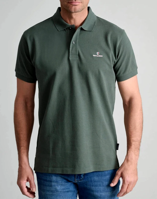 NAVY&GREEN NAVY&GREEN ΜΠΛΟΥΖΑΚΙ ΠΟΛΟ M/ΧΡΩΜΟ, CUSTOM FIT 24GE.300.8-ARMY GREEN Olive