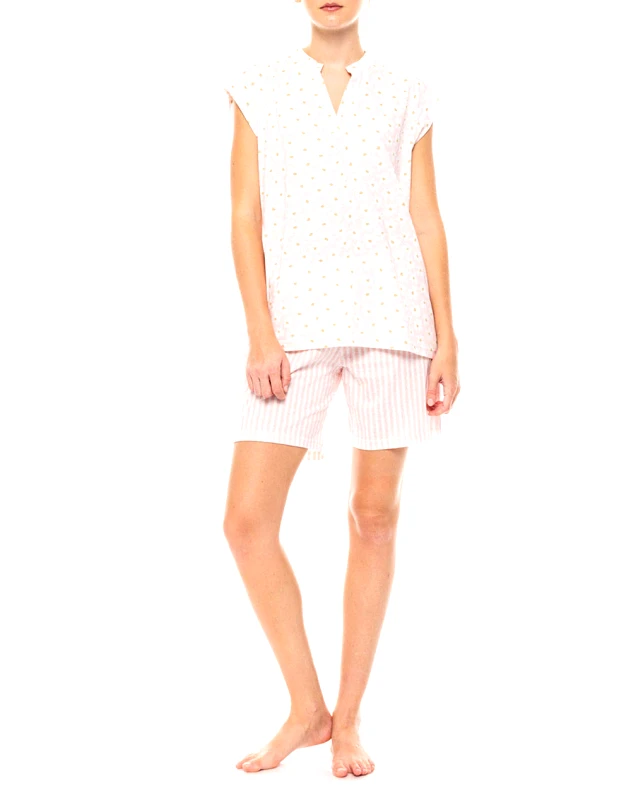 PINK LABEL PINK LABEL PYJAMA SHORTS PINK DAISY S1451-TYPE Ecru