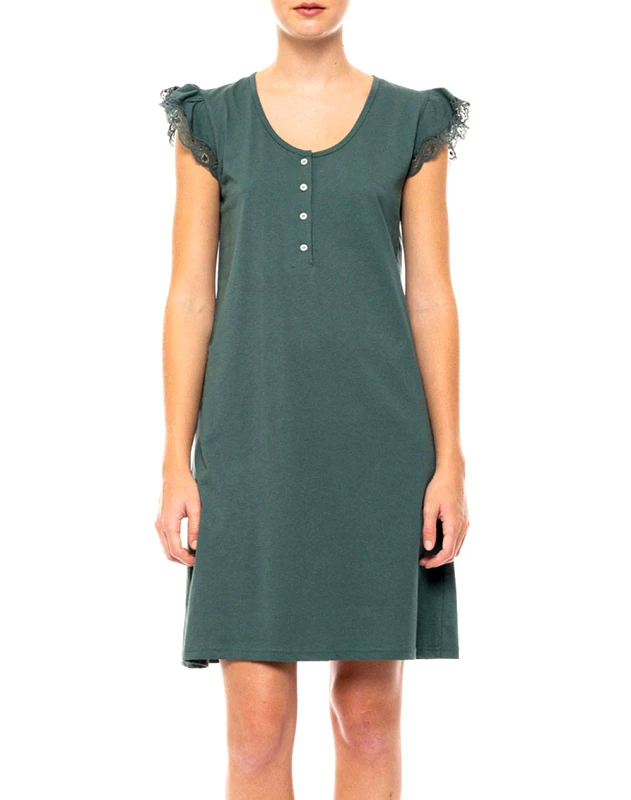 PINK LABEL PINK LABEL NIGHTGOWN PASTEL SOLID S1480-TYPE DarkGreen