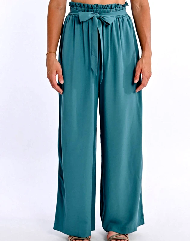 MOLLY BRACKEN MOLLY BRACKEN LADIES WOVEN PANTS R1723DP-EMERALD GREEN Petrol