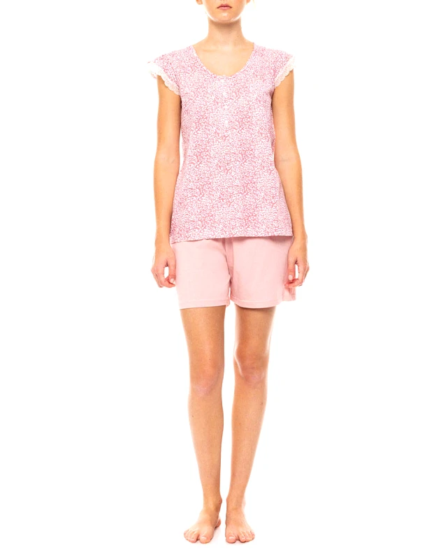 PINK LABEL PINK LABEL PYJAMA SHORTS LEOPARD ROSE S1462-TYPE LightPink