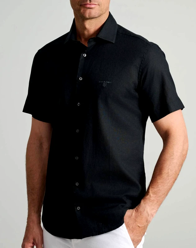 NAVY&GREEN NAVY&GREEN ΠΟΥΚΑΜΙΣΟ COMFORT FIT, ΚΟΝΤΟ ΜΑΝΙΚΙ 24NG.CR105/NGM/SS-BLACK INK A Black