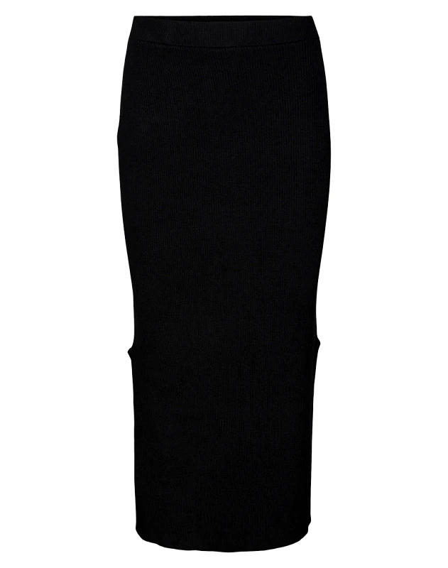 AWARE BY VERO MODA AWARE BY VERO VMLYNZI MW 7/8 KNIT SKIRT VMA 10312369-BLACK Black