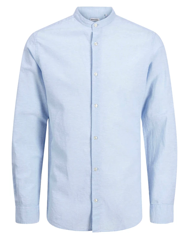 JACK&JONES JACK&JONES JJEBREEZE LINEN BLEND BAND SHIRT LS JNR 12268985-Chambray Blue LightBlue