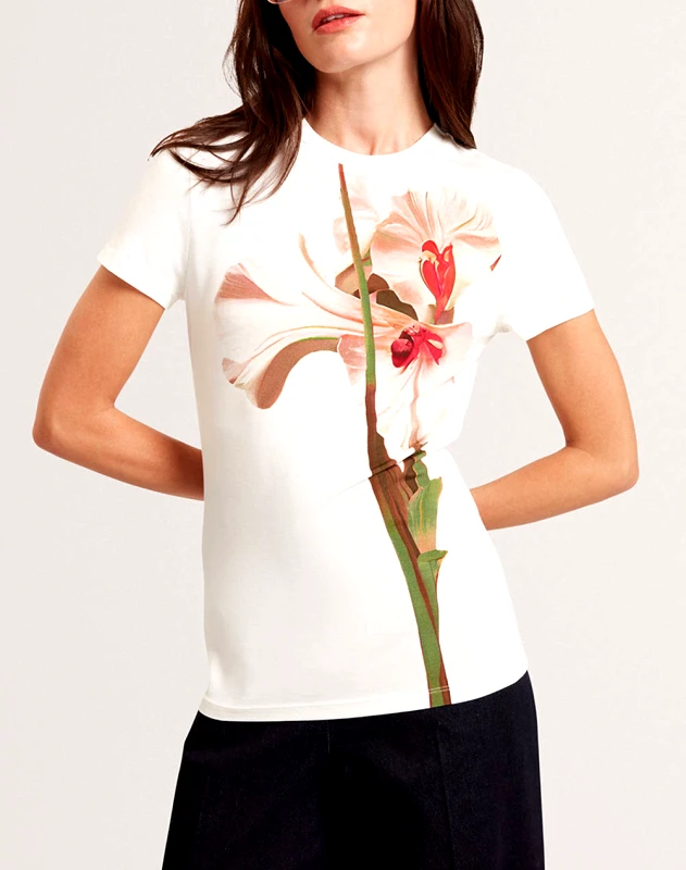 TED BAKER TED BAKER MEELIEE Printed Fitted Tee 280395-nude Multi