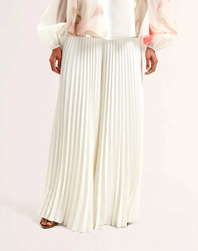 TED BAKER TED BAKER haryx Pleated Wide Leg Crepe Trouser 279765-IVORY Ivory
