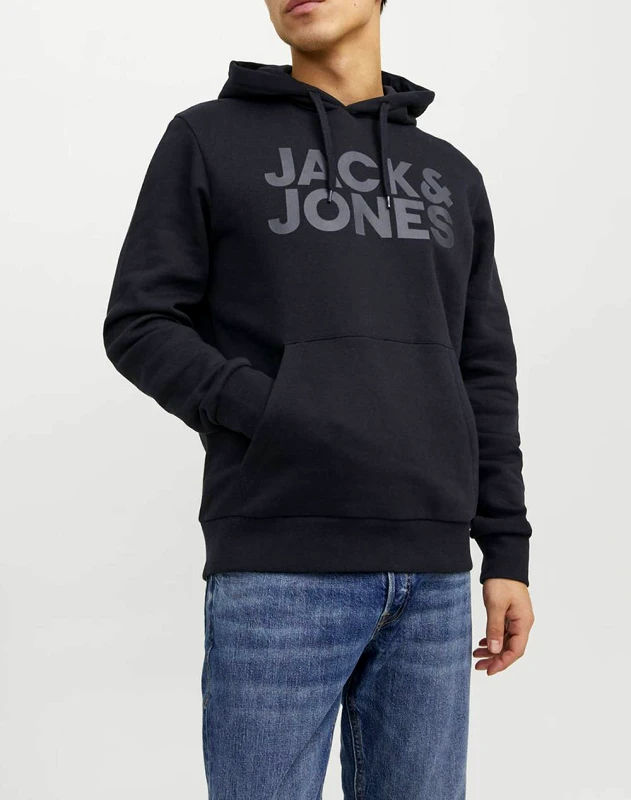 JACK&JONES JACK&JONES ΜΠΛΟΥΖΑ ΦΟΥΤΕΡ JJECORP LOGO SWEAT HOOD NOOS 12152840-BlackLarge Print /W Black DarkSlateGrey