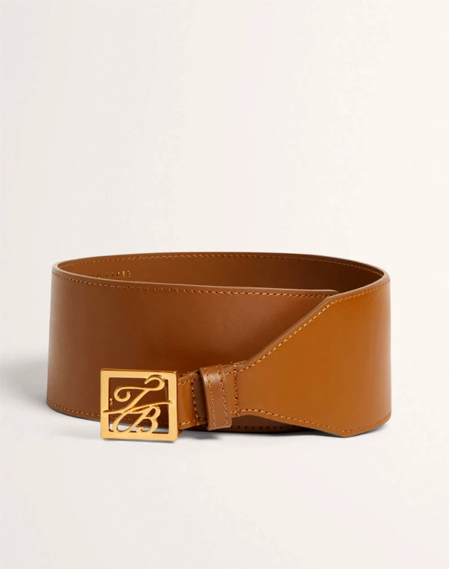 TED BAKER TED BAKER ANIIKAA TB Script Leather Waist Belt 280895-TAN Tan