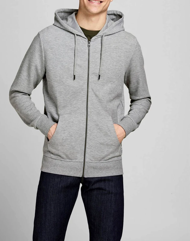 JACK&JONES JACK&JONES ΖΑΚΕΤΑ ΦΟΥΤΕΡ JJEBASIC SWEAT ZIP HOOD NOOS 12181901-Light Grey Melange LightGray