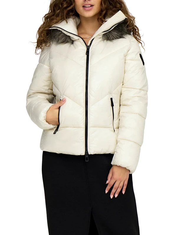 ONLY ONLY ONLFEVER SHORT PUFFER LIFE CC OTW 15322003-Birch Ecru