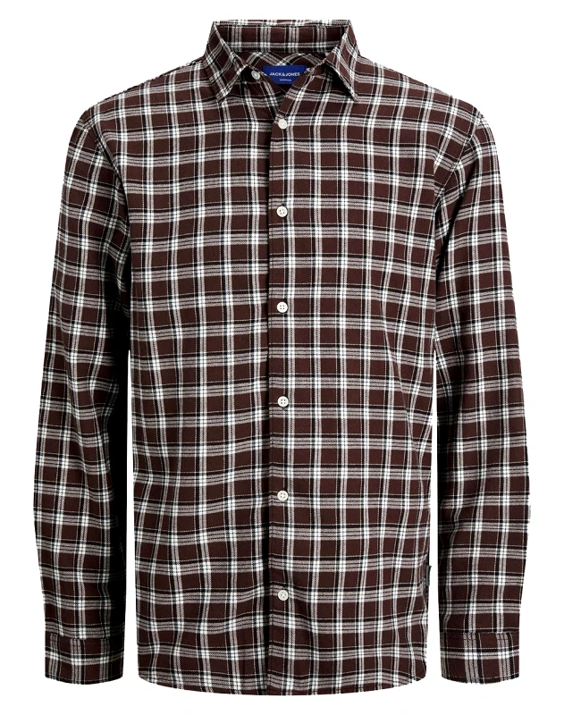 JACK&JONES JACK&JONES JORJOSHUA FLANNEL CHECK SHIRT LS JNR 12260996-Deep MahoganyCHECKS Multi