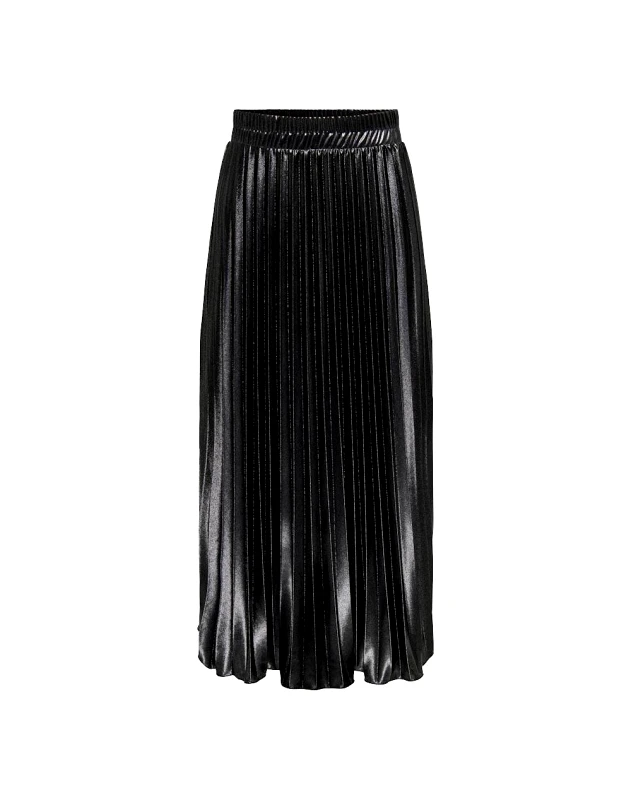 ONLY ONLY ONLLYON PLEATED SHINE SKIRT JRS NOOS 15330727-BLACK Black