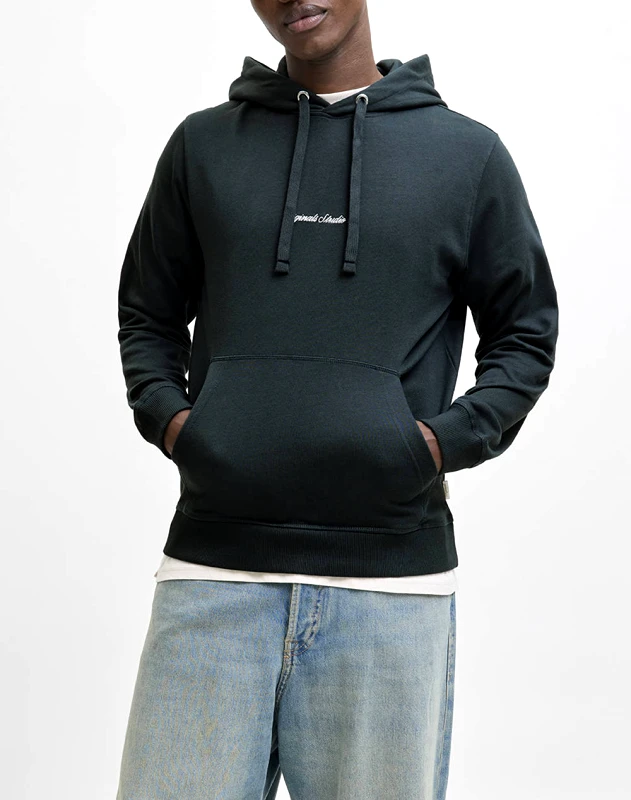 JACK&JONES JACK&JONES JORNORREBRO EMB SWEAT HOOD NOOS 12282861-forest river DarkGreen