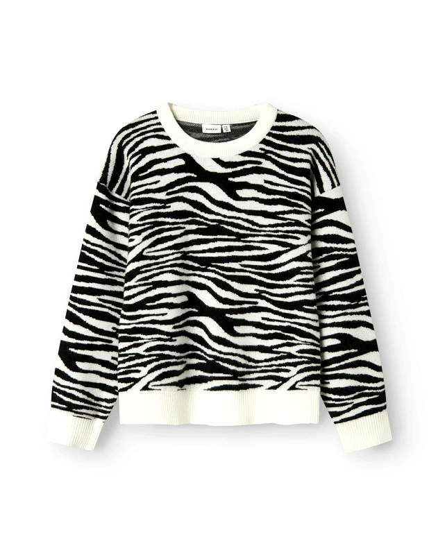 NAME IT NAME IT NKFORKIDE LS KNIT BOX 13247669-BlackZEBRA Mixed