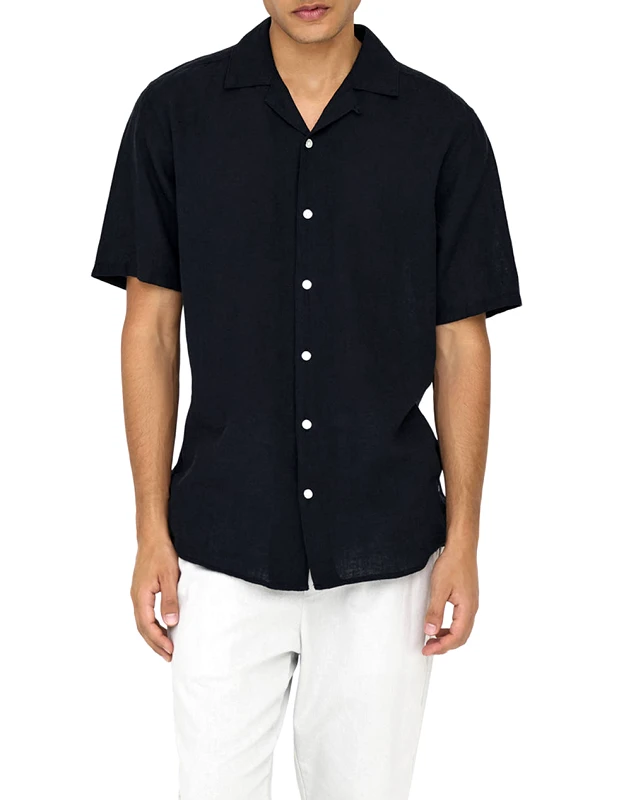 ONLY&SONS ONLY&SONS ONSCAIDEN LIFE SS SOLID RESORT LINENNOOS 22025116-BLACK Black