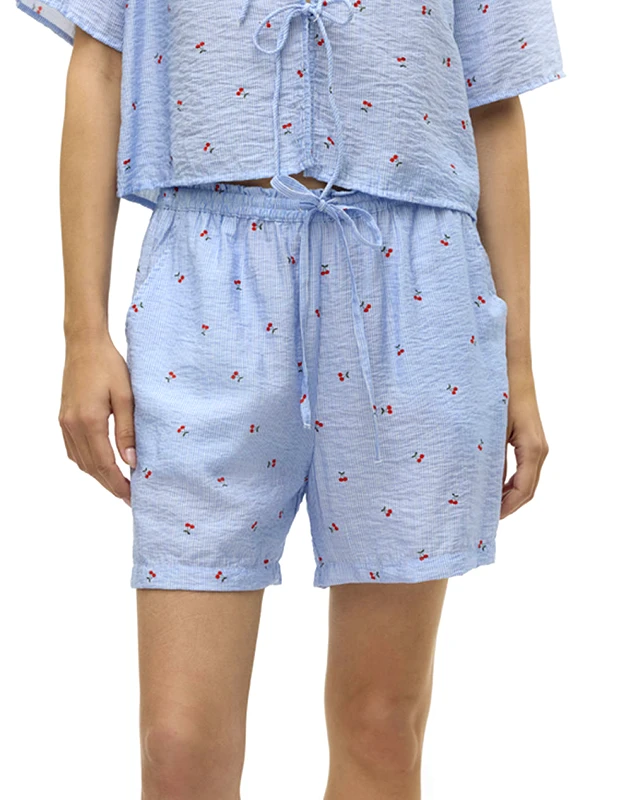 VERO MODA VERO MODA VMODETTE HW SHORTS WVN GA 10324635-Snow WhiteCherry LightBlue