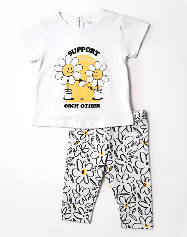 SPRINT SPRINT SET BABY GIRL WITH LEGGINGS 231-2014-S100 White