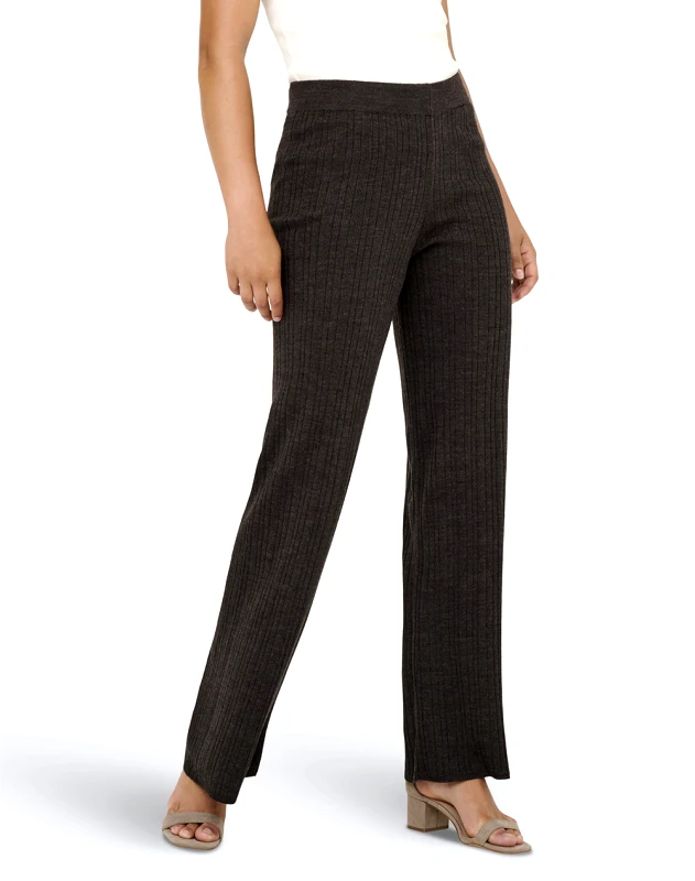 ONLY ONLY ONLTHEA PANT KNT 15352981-Chocolate TorteMelange DarkBrown