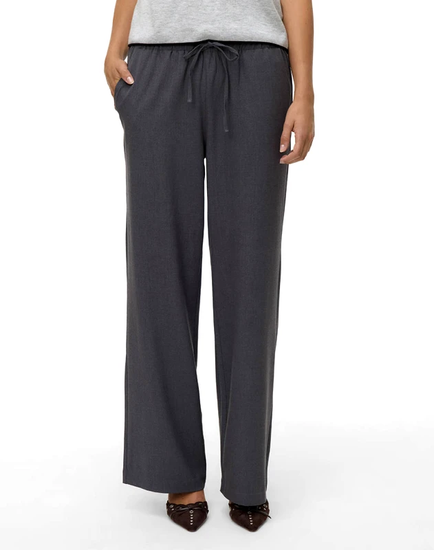 VERO MODA VERO MODA VMMILLY LW WIDE STRING PANT NOOS 10331924-Dark Grey Melange DarkGray