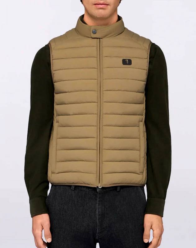 TRUSSARDI TRUSSARDI LIGHT PADDED VEST - CRINKLE NYLON MO802N10-025 Khaki