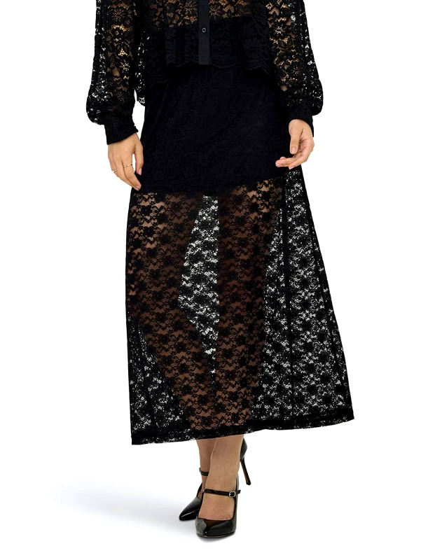 ONLY ONLY ONLCHIGO CALI LIFE LACE ANKLE SKIRT WVN 15357638-BLACK Black