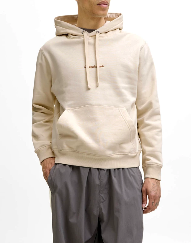 JACK&JONES JACK&JONES JORNORREBRO EMB SWEAT HOOD NOOS 12282861-Antique White OffWhite