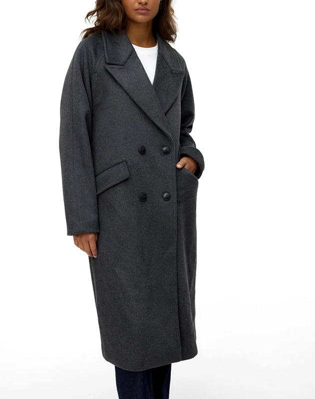 VERO MODA VERO MODA VMHARPER LONG WOOL COAT GA NOOS 10320446-Dark Grey Melange DarkGray