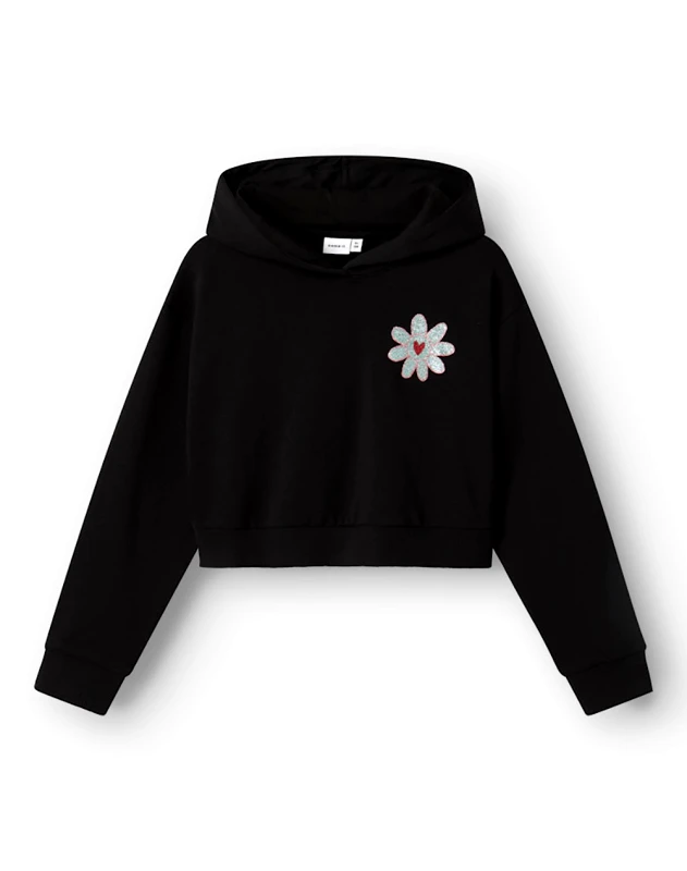 NAME IT NAME IT NKFKORY LS CROP BOXY SWE WH BRU PS NOOS 13245156-BLACK Black