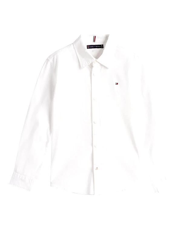 TOMMY HILFIGER TOMMY HILFIGER SOLID STRETCH POPLIN SHIRT L/S KB0KB06965-8Y-16Y-YBR White