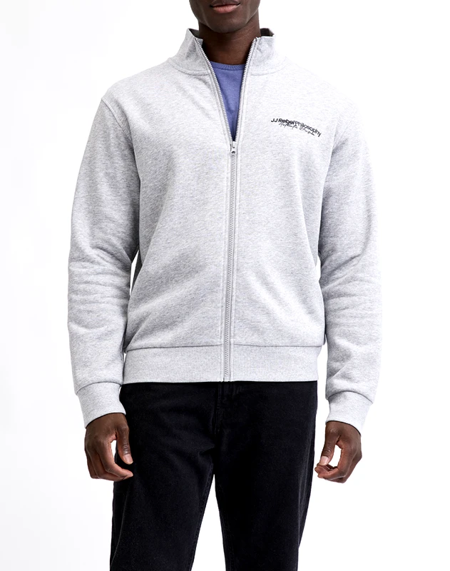 JJ REBEL JJ REBEL JREBZACK SWEAT FULL ZIP HIGH NECK 12288059-Light Grey Melange LightGray