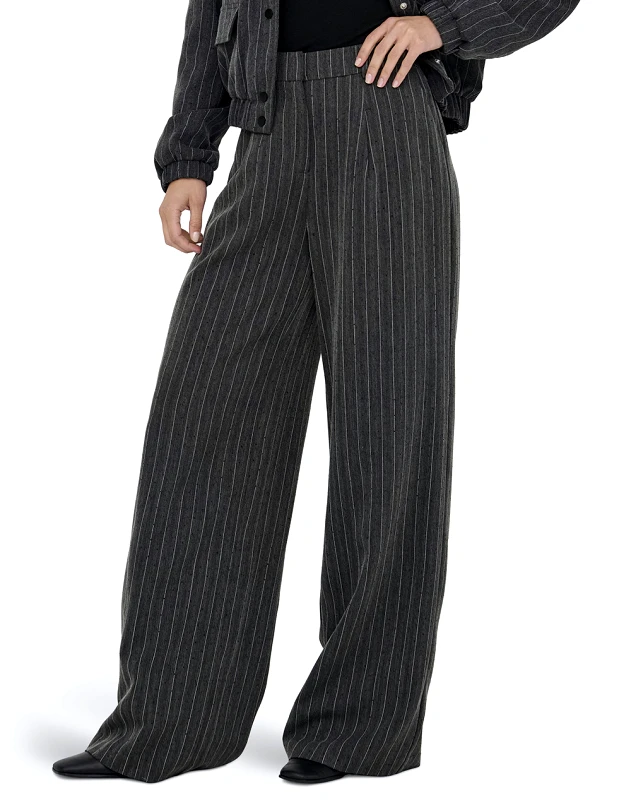 ONLY ONLY ONLSIGA LIFE HW HB RHINE WIDE PANT TLR 15357654-Dark Grey MelangePINESTRIPEW.RHINESTONE DarkGray
