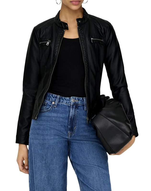 ONLY ONLY ONLBANDIT FAUX LEATHER BIKER OTW NOOS 15081400-BLACK Black