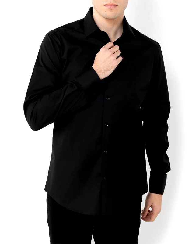 THE BOSTONIANS BOSTONIANS ΠΟΥΚΑΜΙΣΟ ΠΟΠΛΙΝΑ SLIM FIT Plain POPLIN Classic Slim Fit 3ACP0606-BLACK Black