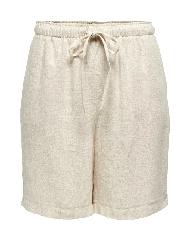 ONLY ONLY ONLSIESTA MW PULL-UP LIN BL SHORTS NOOS 15333032-Moonbeam Biege