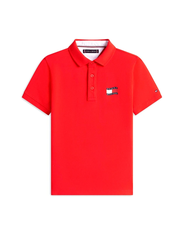 TOMMY HILFIGER TOMMY HILFIGER WAVY FLAG POLO ITHICA PLACKET SS KB0KB10227-8Y-16Y-XL8 Red