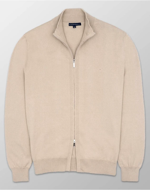 OXFORD COMPANY OXFORD COMPANY CARDIGAN ZIP 100%COTTON ΠΛΕΚTO X410-JZ60.02-02 Biege