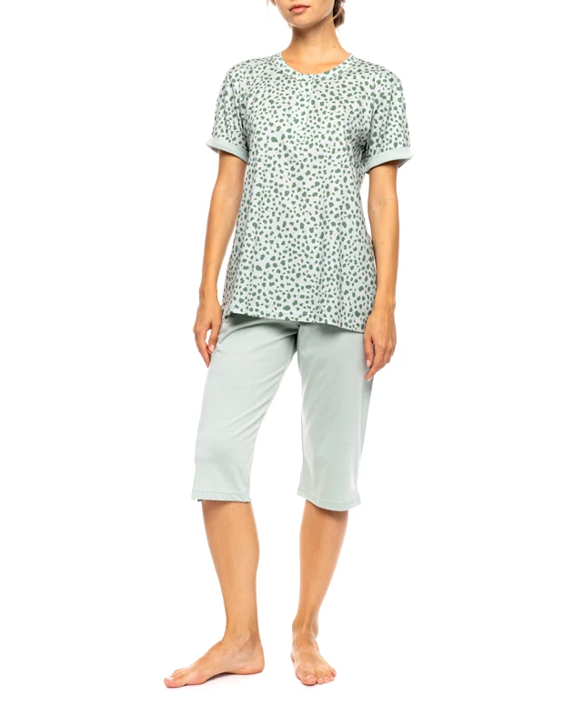PINK LABEL PINK LABEL PYJAMA CAPRI JADE LEO S1572-TYPE LightGreen