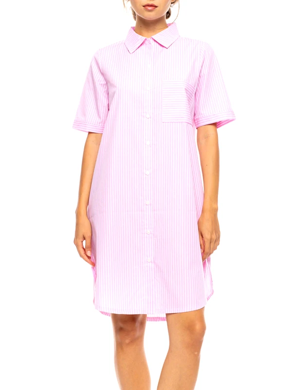 PINK LABEL PINK LABEL NIGHTGOWN BUTTONED DUO STRIPE S1627-BABY PINK Pink