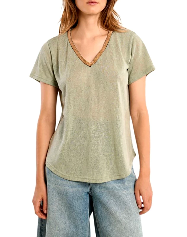 MOLLY BRACKEN MOLLY BRACKEN LADIES KNITTED TEE T427EP-SAGE GREEN Khaki