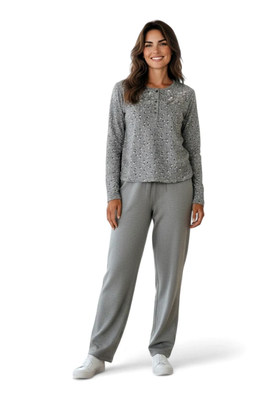 Collection Γυναικεία Πιτζάμα Φούτερ Collection Cozy Elegance Grey CL26130-1-Γκρι