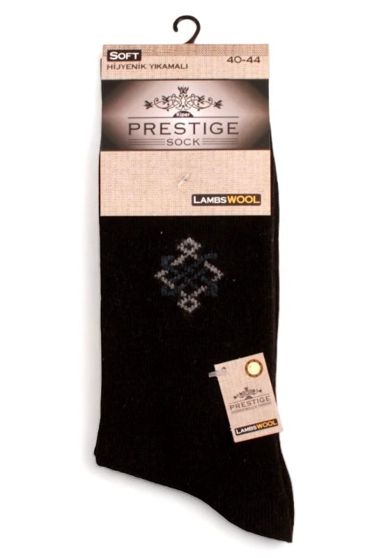 Prestige Κάλτσα ανδρική θερμική Prestige Lambs Wool Rombus PR4044-Μαύρο
