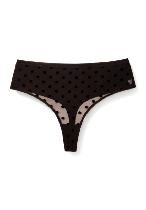 Berrak Στρινγκ ψηλόμεσο με δαντέλα Berrak Big Dots BRK11726-1-Μαύρο