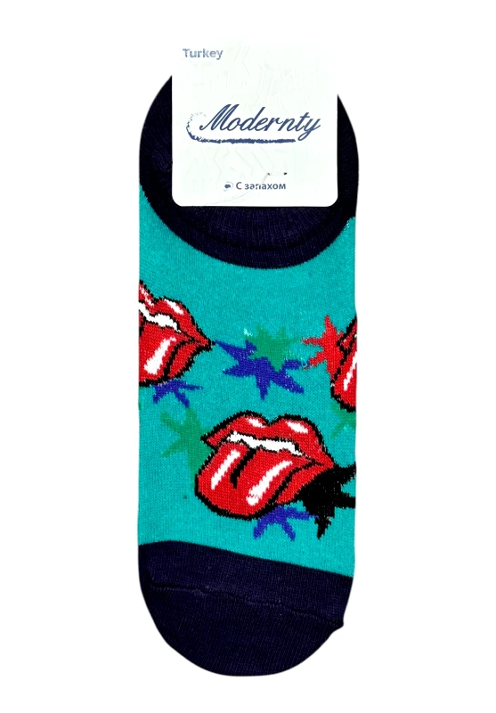 Modernity Socks Modernity Γυναικείες Κάλτσες Αστραγάλου με Σχέδιο Lips IV MDW14-Πράσινο