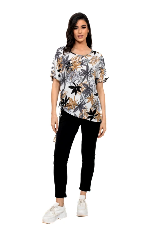 AXNARI ΜΠΛΟΥΖΑ PLUS SIZE ΒΙΣΚΟΖ ΜΕ ΔΕΣΙΜΟ MULTICOLOR