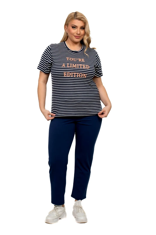 AXNARI ΠΑΝΤΕΛΟΝΙ PLUS SIZE ΕΛΑΣΤΙΚΟ ΜΠΛΕ ΜΠΛΕ