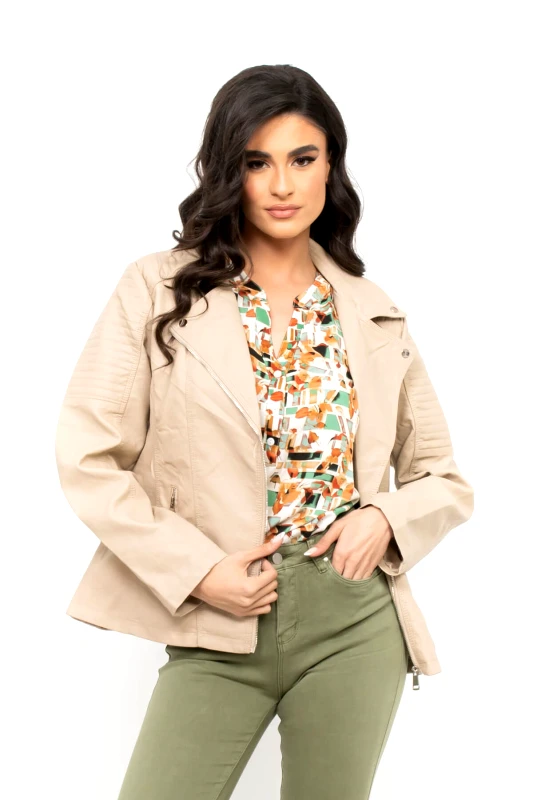 AXNARI JACKET PLUS SIZE ECO LEATHER ΜΠΕΖ ΜΠΕΖ
